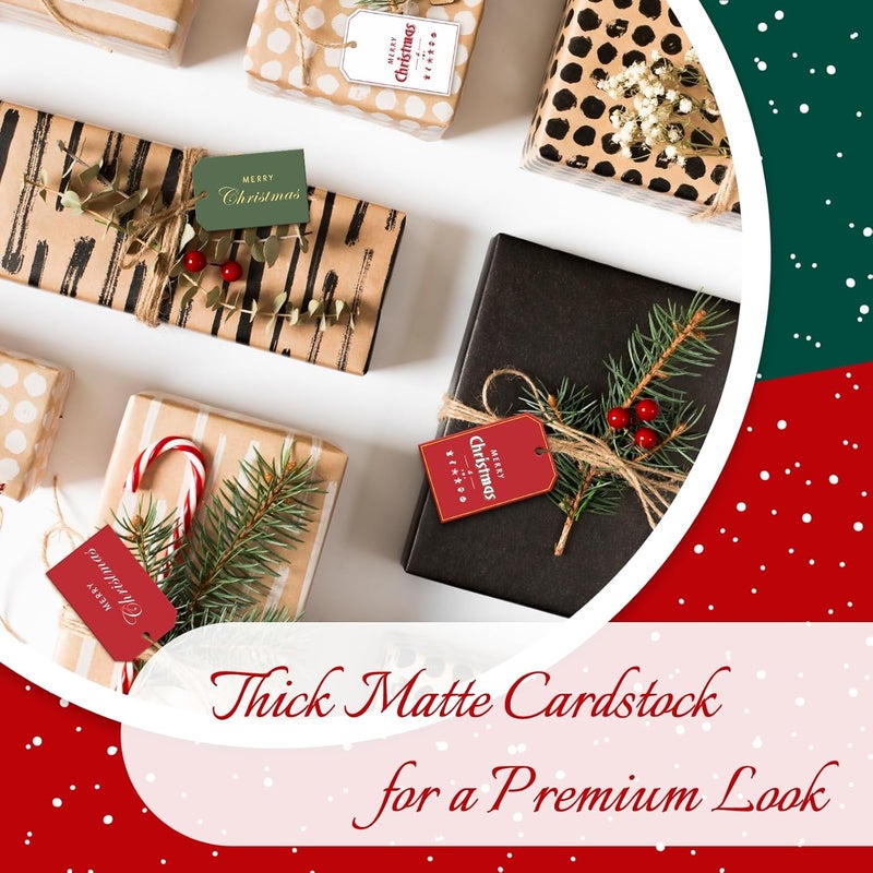 TAMUTO Christmas Gift Tags, 48 Thick Matte Cardstock Labels with String for Personalizing Your Holiday Presents, Spread Joy and Holiday Cheer with These Festive Christmas Name Tags - Image 4